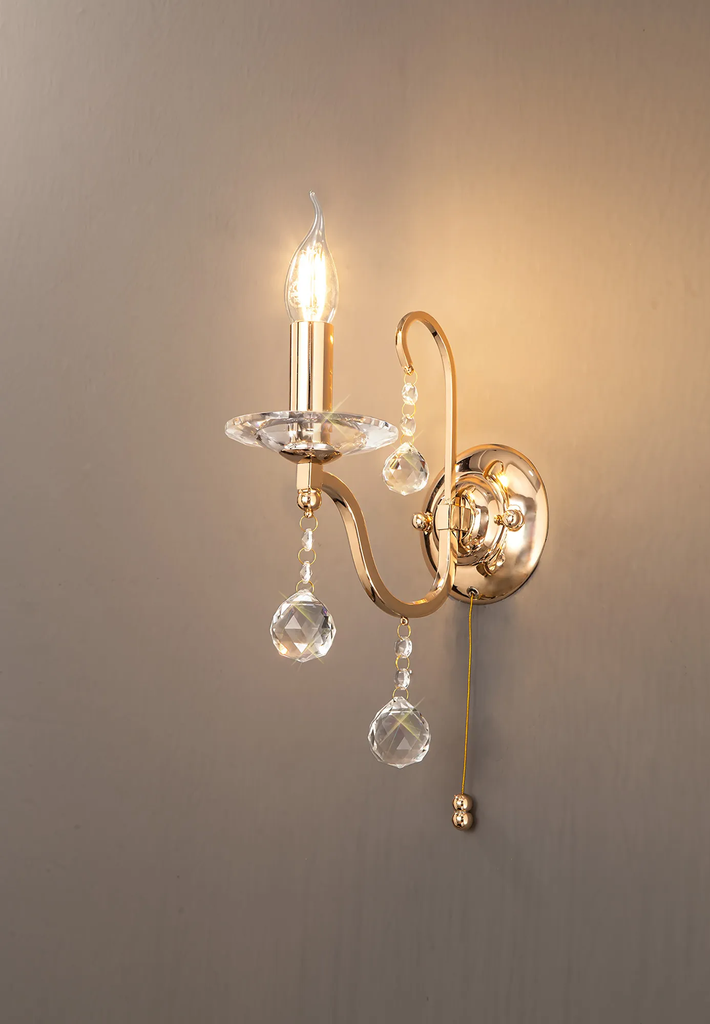 Bianco French Gold Crystal Wall Lights Diyas Armed Wall Lights